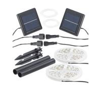 2 bandes à LED solaires 180 LED 3 m - Blanc clair Lunartec