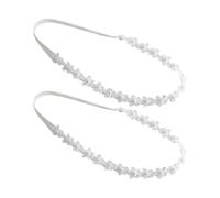 2 Bandes De Cheveux À Fleurs En Perles Blanches, Coiffure Élastique Douce Et À La Mode Simple, Accessoires De Cheveux Mignons Pour Enfants, Accessoires De Vêtements.