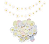 2 bannières en forme de marguerite, 1 paquet de confettis de marguerite, kit de décoration de table d'anniversaire, décoration de fond