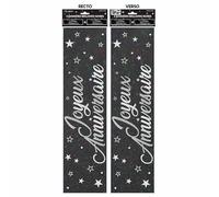 2 Bannières Joyeux Anniversaire noire métallique (x1) REF/BANM00