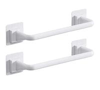 2 barres porte-serviettes en plastique - Support mural pour couvercle de casserole, support auto-adhésif - Accessoires de salle de bain - Pour cuisine, salle de bain, toilettes - Blanc - 24,5 cm