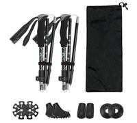 2 Bâtons de Ski de Randonnée à Pliage Rapide, Bâtons Pliables en Aluminium Robuste Adaptés Aux Randonneurs, d'hiver pour la Glace(Black)