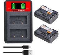 2 Batterie NB-2L NB-2LH et Chargeur Double USB avec écran LED pour Canon Digital Rebel XT XTi PowerShot S80 S70 S60 S50 S45 S40 S30 G9 G7 VIXIA HF EOS 400D 350D