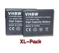 2 batteries 600mAh pour appareil photo Sony Cybershot DSC-J10, DSC-W310, DSC-W320, DSC-W330, DSC-W350, DSC-W380, DSC-W510, DSC-W520 remplace NP-BN1