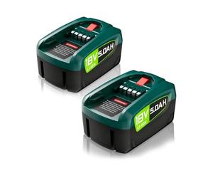 2 batteries de rechange 5000 mAh pour Bosch série PBA/PSB/PSR 18 V | Compatible avec Bosch Grünwerkzeuge Haus & Garten, batterie Gardena 18 V (non compatible avec les aspirateurs Unlimited)