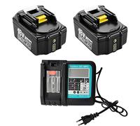 2 batteries de rechange BL1850B 5000mAh + chargeur 18V pour Makita DC18RC 3A Compatible BL1860B BL1830B pour tondeuses DLM431Z DLM380Z DUC353Z DHR171Z DHP482Z