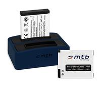 2 Batteries + Double Chargeur (USB) pour GoPro ABPAK-001, AHDBT-001 / Hero, Hero2, Hero960 - Voir liste! (Cable Micro USB Inclus)