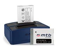 2 Batteries + Double Chargeur (USB) pour NB-13L NB-13LH / Canon PowerShot G5 X, G7 X, G9 X (3.6V - 1050mAh - avec Infochip)