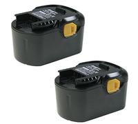 2 batteries haute performance Ni-MH 14,4 V, 3000 mAh. Peut remplacer AEG 4935413106, 4935416790, B1414G, B1415R, B1420R, B-1414-G, B-1415-R, B-1420-R, M1430R, M-1430-R, GBS 14,4 V.