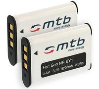 2 Batteries NP-BY1 NPBY1 Compatible avec Sony HD Action Cam Mini AZ1 avec Wi-FI/HDR-AZ1 (KIT), AZ1VR [Li-ION / 3.6V / 620mAh]