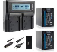 2 Batteries Type Sony NP-FV120/FV100/FV70/FV50 à 3300 mAh - avec Chargeur Dual - Compatible avec Divers modèles de caméra Sony - pour Charger 2 Batteries simultanément