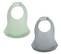 2 bavoirs Bibou - Vert Céladon et Gris Charme - Ajustables et étanches Vert G