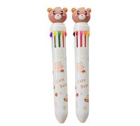 2-Bear Creative Press Stylo à bille dix couleurs pour étudiant Personnalité mignonne Papeterie - Ours arc-en-ciel - Bullet 0,7