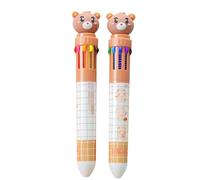 2-Bear Creative Press Stylo à bille dix couleurs pour étudiant Personnalité mignonne Papeterie Plaid Ours Bullet 0,7