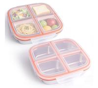 2 Bento à Compartiments,Snack Box en Acier Inoxydable,Boîte à Lunch avec 4 Compartiments,Snack Box anti-fuite avec joint d'étanchéité,sans BPA, boîtes À Snacks Divisées Pour L'école, Les Voyages