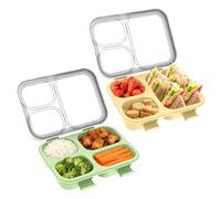 2 Bento Lunch Box, Boîtes À Goûter, 850ml Lunch Box Enfant, Boîte À Bento Avec Cuillère Et Fourchette, Boite Repas Compartiment, Pour Le Bureau, Les Voyages Et Les Déplacements (Jaune Et Vert)