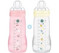 2 biberons Easy Active +6 mois - 330 ml - Tétine débit X - Berry + Pearl Transparent G