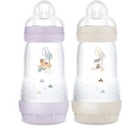 MAM Biberon Easy Start/Anti-Colique - 260ml - Lilas + Sable - Tétine Débit 2 - X2