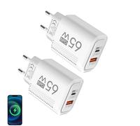 2* Bloc De Chargeur PD, Bloc De Charge À Prise Rapide À 2 Ports, 65 W Adaptateur De Charge Rapide À Double Port, Cube De Chargeur pour La Maison, Adaptateur De Téléphone À Charge Rapides