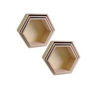 2 blocs de 3 étagères hexagone en bois 24-30 cm