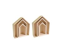 2 blocs de 3 étagères maison en bois