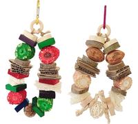 2 blocs en bois, jouet à mâcher en épi de maïs pour oiseaux, carton de noix, gelée d'oiseaux, jouet pour cage suspendue, perchoir pour oiseaux, support