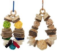 2 blocs en bois, jouet à mâcher en épi de maïs pour oiseaux, carton de noix, gelée d'oiseaux, jouet pour cage suspendue, perchoir pour oiseaux, support