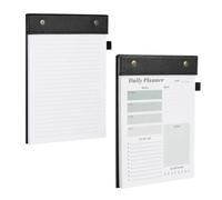 2 blocs-notes A5 détachables, To Do List, agenda quotidien, 200 feuilles | Bloc liste de courses, Organiseur à cocher pour bureau, études et maison, papier 100 g/m², couverture noire effet cuir