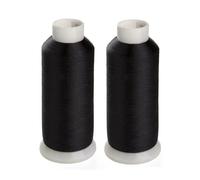 2 bobines de fil remplissage canette blanc noir 5000M 60wt(2 Black)