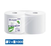 2 bobines d'essuyage blanches Eco Lucart, 1000 formats