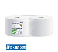 2 bobines d'essuyage blanches Eco Lucart, 1500 formats