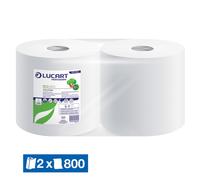 2 bobines d'essuyage blanches Eco Lucart, 800 formats