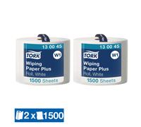 2 bobines d'essuyage Tork Papier d'essuyage Plus, 1500 formats