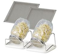 2 bocaux de germination 1 L avec support et bac de récupération [Royal Gardineer]