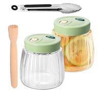 2 Bocaux en Verre 1L avec Double Valve pour Fermentation, Bocal Hermétique avec Couvercle, Fermenteur Polyvalent, Set de Bocaux de Fermentation pour Kimchi, avec Pince et Pilon de Fermentation