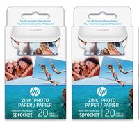 2 Boite - HP Sprocket 5 x 7cm Premium Zink Sticky Back Photo Paper (40 Sheets)