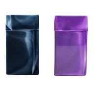 2 boîtes à cigarettes (set double) pour 20 cigarettes de 100 mm, en plastique marbré, résistant et très léger (noir + violet)