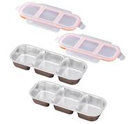 2 boîtes à goûter en acier inoxydable, boîte à goûter de 26 x 10, 4 x 4 cm, boîte 3 compartiments, lunch en acier inoxydable. Couvercles étanches pour l'école, la maison et les