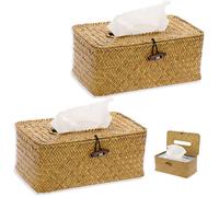 2 Boîtes À Mouchoirs Rectangulaires Tissées En Jonc De Mer, Porte-papier Tissé Décoratif,Boîte À Mouchoirs Tissée Main
