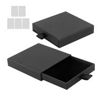 2 boîtes cadeaux pour bracelets avec 5 sacs transparents, boîte de rangement carrée extensible, petite boîte à bijoux, pour boucles d'oreilles, colliers, cadeaux bijoux (noir)