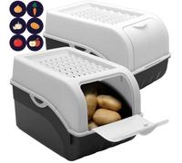 2 Boîtes de conservation alimentaire 5L Blanc / Boite a Pomme de terre Stickers inclus Stockage Légumes Fruits Oignons