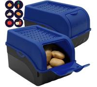 Lot de 2 Boîtes de Conservation Alimentaire 5L Bleue foncé + 6 Stickers/Fruit, Légume