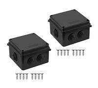 2 boîtes de jonction IP65, boîte de jonction extérieure en plastique ABS, boîte de jonction universelle résistante aux intempéries pour vidéosurveillance (100 x 100 x 70 mm) - AVARTEK (noir)