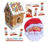 2 boites de Noël garnies d'un assortiment de chocolats KINDER Schokobons, Mini Bueno, Country et Maxi (Maisonnette/Père Noël)