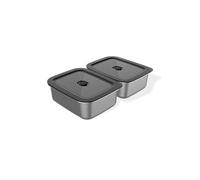Weber Boîtes de rangement Works 3400260, lot de 2 inox 1,8 L, couvercles hermétiques Argent/Noir