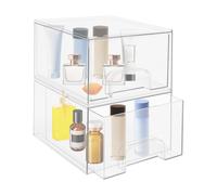 2*Boîtes de rangement 19*15.3*11.1cm Organisateur cosmétique empilable boîte d'organisation claire