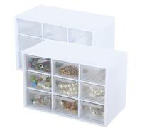 2 Boîtes de Rangement à Tiroirs - Boîte à Tiroirs, 18×11,8×10cm, 9 Transparente Schubladen, Ideal für Bastelzubehör, Accessoires und Bürobedarf