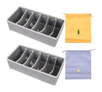 2 boîtes de rangement grises et 2 poches de rangement Boîtes à tiroirs Poches à cordon pour sous-vêtements, chaussettes, cravates, ceintures
