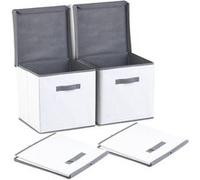 2 boîtes de rangement pliables avec couvercle - Blanc Blanc G