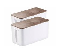 Callstel 2 boîtes de rangement pour multiprise - Aspect bois de noyer - 23 cm